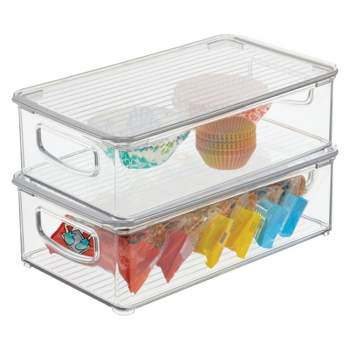 mDesign Plastic Storage Bin Box Container, Lid, 8.3 x 11.5 x 6.1, Clear/ Clear