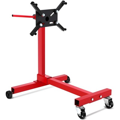 Engine Stand, 750 lbs (3/8 Ton) Motor Stand with 360¡ã Adjustable Head, 4 Wheels, 4 Adjustable Arms, Cast Iron Hoist Dolly for Car Maintenance