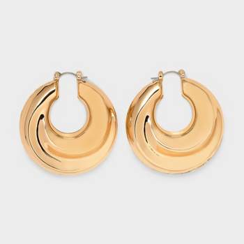 Swirled Puffy Hoop Earrings - Wild Fable™ Gold