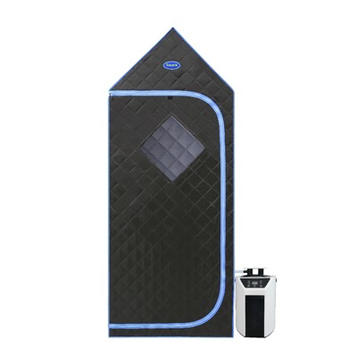 Vynxaria Portable Type Full Size Steam Sauna tent. Spa, Detox ,Therapy at home,  Larger Space, Stainless Steel Pipes Connector FCC --Black