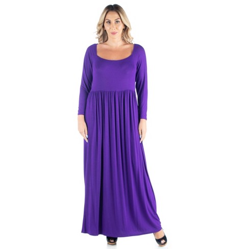 Empire Waist Long Sleeve Plus Size Maxi Dress-purple-3x : Target