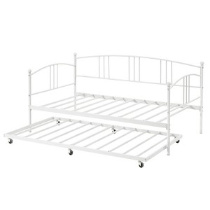 Twin Daybed with Trundle, Twin Size Daybed Frame, Steel Slat Support Guest Sofa Bed - 1 of 4