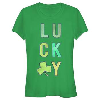 Juniors Womens Lost Gods St. Patrick's Day Lucky Tie-Dye Fill T-Shirt