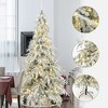LuxenHome 7.5Ft Pre-Lit Flocked Sweeping Branches Artificial Christmas Tree with Metal Stand Green - 3 of 4