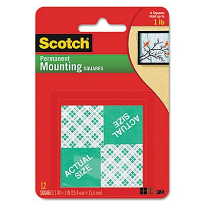 Scotch Precut Foam Mounting 1 Squares Double-Sided Permanent 16/Pack 111P