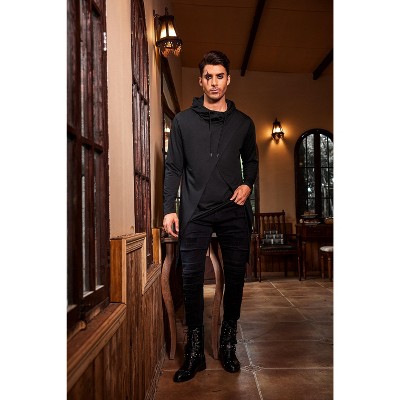 COOFANDY Men's Slim Fit Hoodie Lightweight Hooded Sweatshirt Casual Hip Hop Long Length Cloak Hooded Cape Pullover