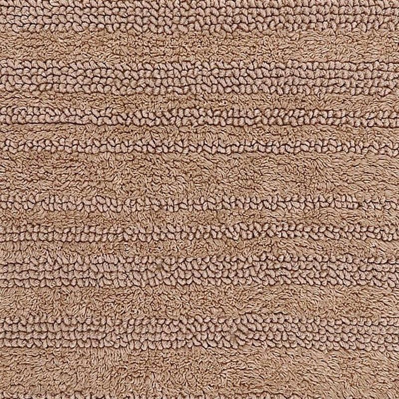 Knightsbridge Luscious Textured Striped All Season Soft Plush Cotton Reversible & Soft Bath Rug Natural, 3 of 4