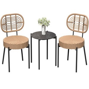 GustoWave 3-Piece Rattan Bistro Set, All-Weather Patio Furniture For Porch/Lawn/Garden - 1 of 4