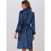 cheibear Women's Lounge Robe Soft Warm Flannel Plush Fluffy Bathrobe with Belt and Pockets - 3 of 4