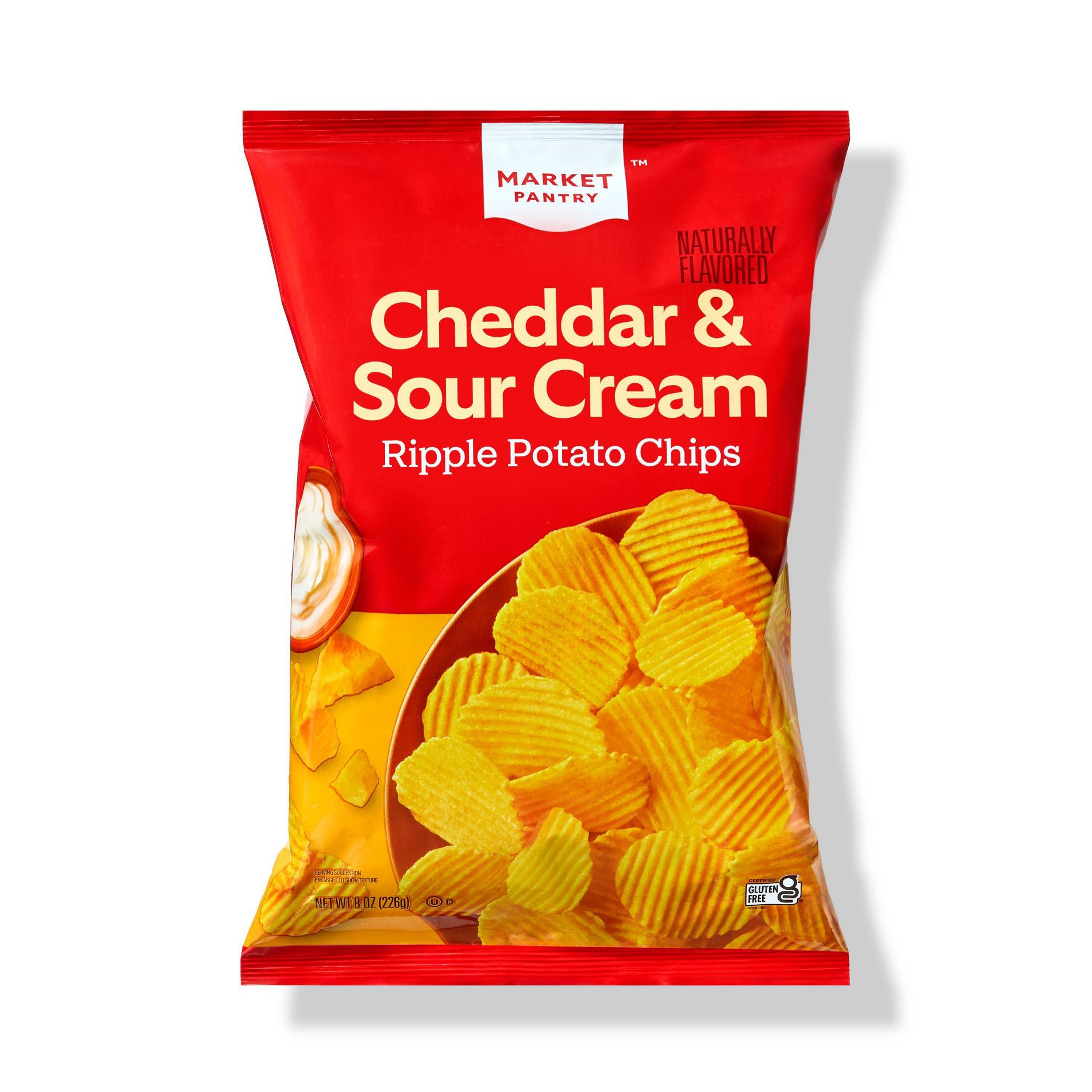 Naturally Flavored Cheddar and Sour Cream Ripple Potato Chips - 8oz - Market Pantry™