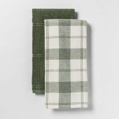 green and gray towels