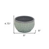 HomeRoots 8" Aqua Textural Tone On Tone Ceramic Indoor Outdoor Round Pot Planter - 3 of 3