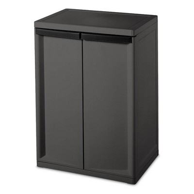 Sterilite 2 Shelf Heavy Duty Laundry Garage Utility Storage Cabinet with Adjustable Shelves, Flat Gray | 01403V01