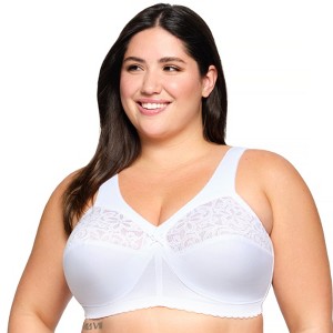 Glamorise Womens MagicLift Cotton Support Wirefree Bra 1001 White - 1 of 4