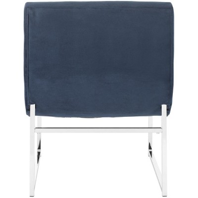 Navy Velvet Spot 25" Metal-Legged Transitional Accent Chair