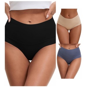 INSPIRE CHIC Women's High Waist Tummy Control Full Coverage Briefs Breathable Panties 3 Packs - 1 of 4