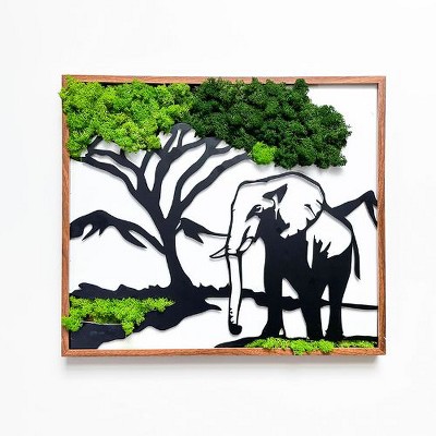 PAGED Eco-Friendly Preserved Moss Metal Wall Art for Living Room, Iron Frame Sculpture Framed Wall Art, Low-Maintenance Wall Decor for Nurseries