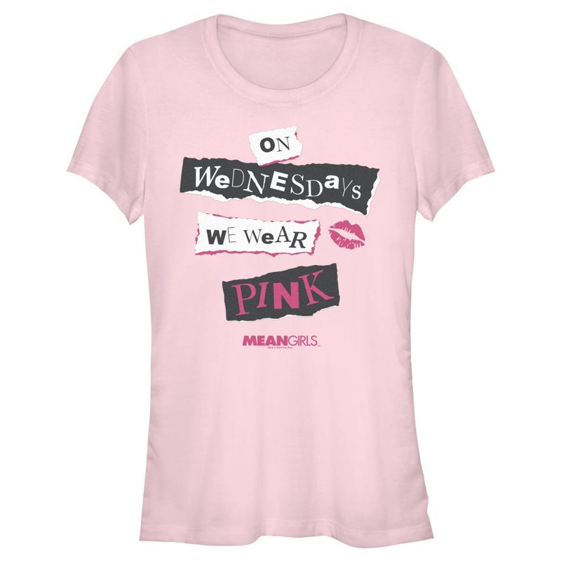 Junior's Women Mean Girls On Wednesdays We Wear Pink Burn Book T-Shirt, 1 of 5