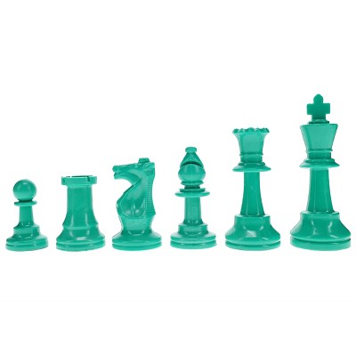 WE Games Color Bright Plastic Staunton Tournament Chess Pieces with 3.75 in. King - Half Chess Set of Chess Pieces Only, Teal