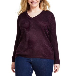 Tommy Hilfiger Womens Ribbed Metallic Threaded Pullover Sweater - 1 of 1