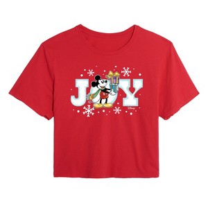 Women's - Disney - Joy Mickey Cropped Graphic T-Shirt - 1 of 4
