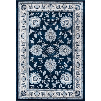 Elegant Navy/Ivory Synthetic Reversible Area Rug 3x5 Feet