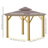 Outsunny 10' x 10' Hardtop Gazebo with Galvanized Steel Double Roofen Frame, Permanent Pavilion with Ceiling Light Hook, for Garden, Patio - 3 of 4