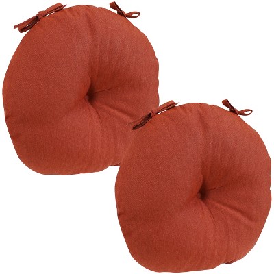 Sunnydaze Indoor/Outdoor Olefin Replacement Round Bistro Chair Seat Cushion - 15" - Burnt Orange - 2pk