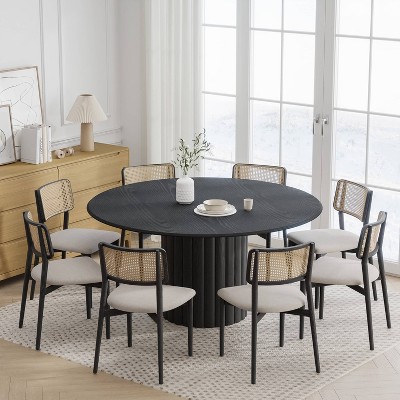 Dovelina 60" Round Dining Table Modern Wood Kitchen Table Dining Room Table for 8 People