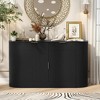 Merax Stripe Curve Sideboard Cabinet with Magic Tape Doors, Dual Drawers, and 3-Tier Shelves - 2 of 4