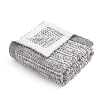 Amelie Home Chenille Knit Throw Blanket, Striped Cozy Decorative Throw for Sofa, Bed & Living Room