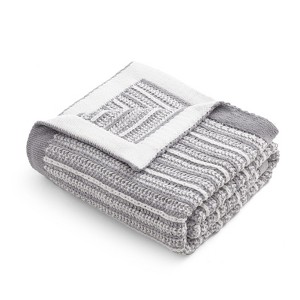 Amelie Home Chenille Knit Throw Blanket, Striped Cozy Decorative Throw for Sofa, Bed & Living Room - 1 of 4