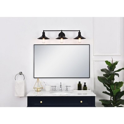 Etude Black Metal 3-Light Wall Sconce with Cone Shades