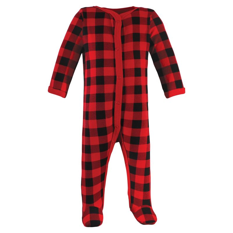 Hudson Baby Infant Boy Cotton Snap Sleep and Play 2pk, Plaid Moose, 5 of 6