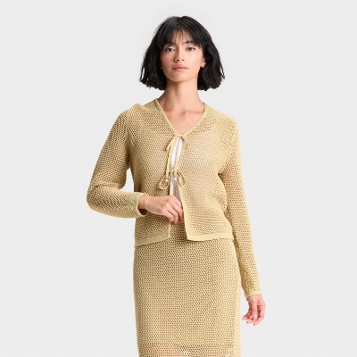 Women's Crochet-Style Tie Cardigan - A New Day™