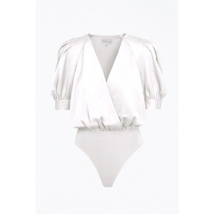 Women's MAE WRAP-EFFECT SATEEN BODYSUIT - adelyn rae - 1 of 4