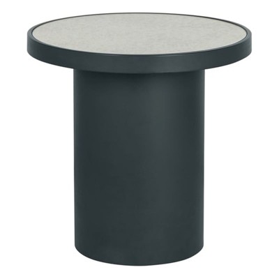 Nautilus Antique Silver Mirrored Round Side Table