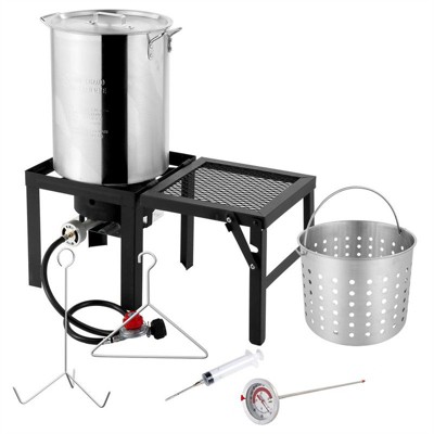 Winado 30QT Aluminum  Turkey Fryer with Propane Gas Stove and Foldable Side Table