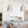 Modern Pendant Light, Large Fabric Drum Shade Chandelier, Black Metal Hanging Lamp for Kitchen Island, Dining Room - 4 of 4