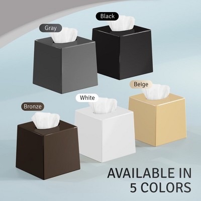 Black Plastic Square Tissue Box Cover with Large Opening