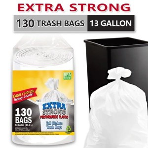 130 Bags 13 Gallon Expandable Heavy-Duty Plastic Multipurpose Disposable Garbage Bags-Super Strong, Leak-Resistant, And Odor-Proof For Bedroom - 1 of 4