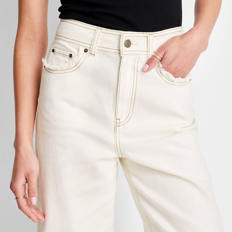 Women's High-Rise Raw Edge Ecru Jeans - Future Collective™ with Jenny K. Lopez Cream, 4 of 10