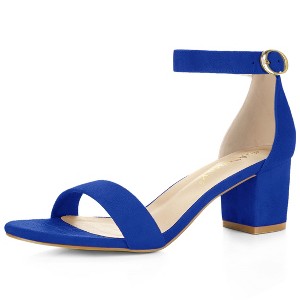 Allegra K Women's Open Toe Block Heel Adjustable Buckled Ankle Strap Sandals - 1 of 4