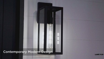 Mystic Black Metal Outdoor Wall Light with Clear Glass Panels