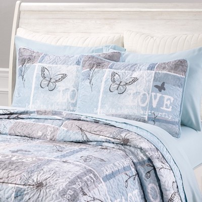 Blue and Purple Butterfly Love Polyester Standard Sham