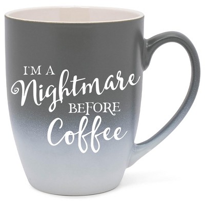 Elanze Designs Nightmare Before Coffee Two Toned Ombre Matte Grey and White 12 ounce Ceramic Stoneware Coffee Cup Mug