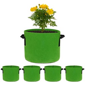 Unique Bargains Thickened Fabric Durable Handles Multipurpose Good Drainage Plant Grow Bags 5 Pcs - 1 of 4