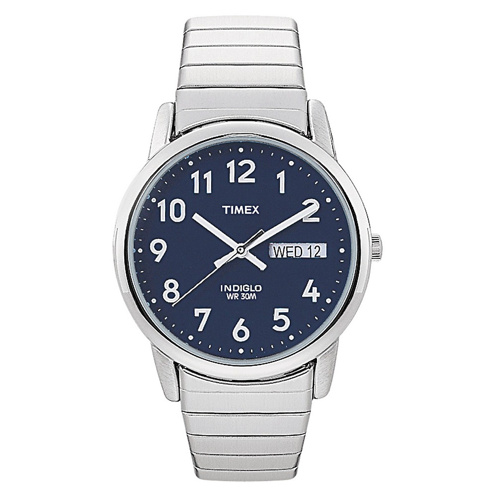 Photos - Wrist Watch Timex Men's  Easy Reader Expansion Band Watch - Light Silver/Blue 