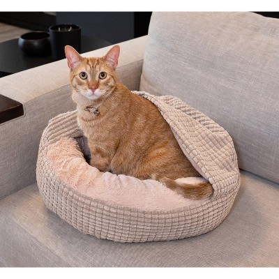 Jacquard Pet Bed with Attached Cover – Oatmeal Glow