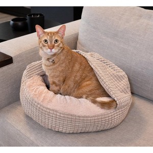 Jacquard Pet Bed with Attached Cover – Oatmeal Glow - 1 of 4
